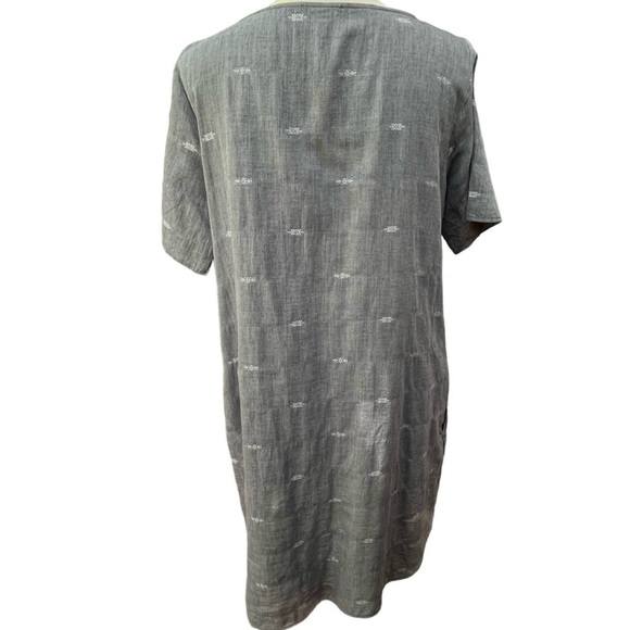 Eileen Fisher Denim Blue Nomadic Stripe Chambray Shift Dress w/ Pockets Size PL - Picture 6 of 16